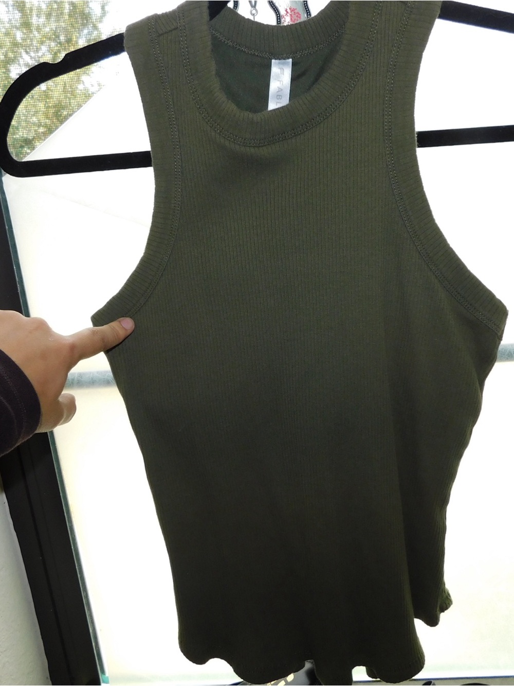 Fabletics Olive Green Ribbed Tank Top